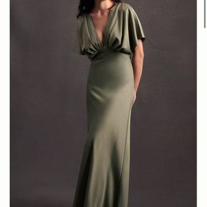 BHLDN Sage Satin Dress
